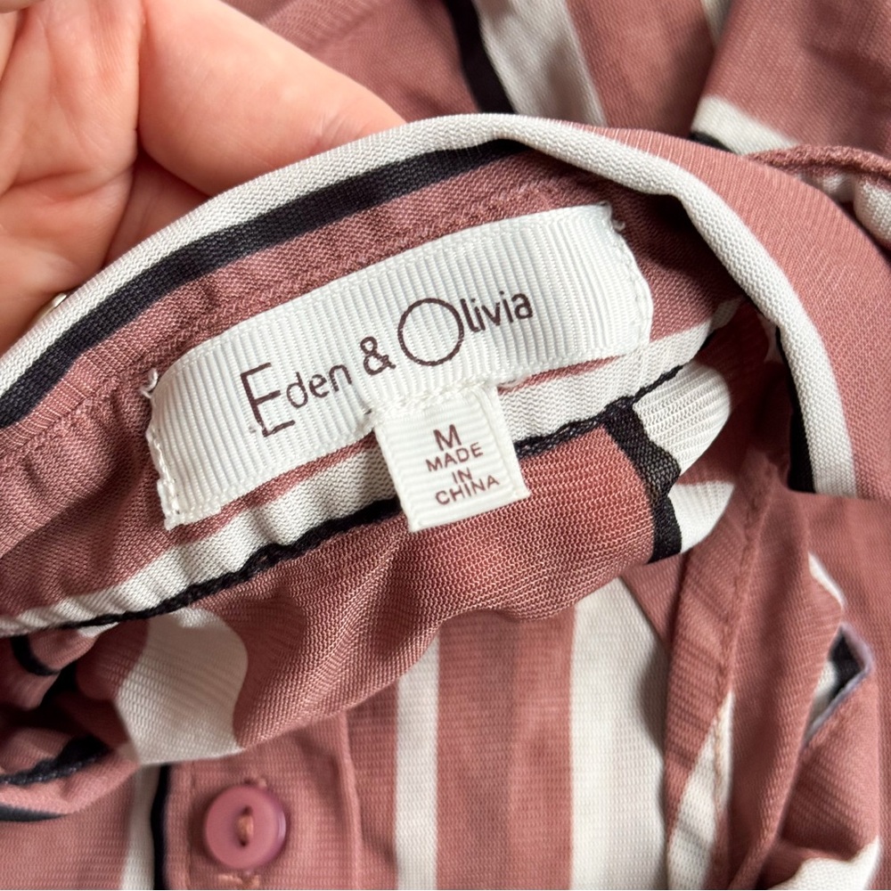 Mauve Striped Eden & Olivia Tie-Front Blouse - Picture 5 of 6